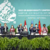 From center left to right: David Cooper, CBD Deputy Executive Secretary; COP 15 President Huang Runqiu, Minister of Ecology and Environment, China; Xia Yingxian, China; and Elizabeth Maruma Mrema, CBD Executive Secretary. Image by UN biodiversity via Flickr (CC BY-NC-ND 2.0).