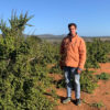 Botanist Keith Steunenberg stands next to a thicket.