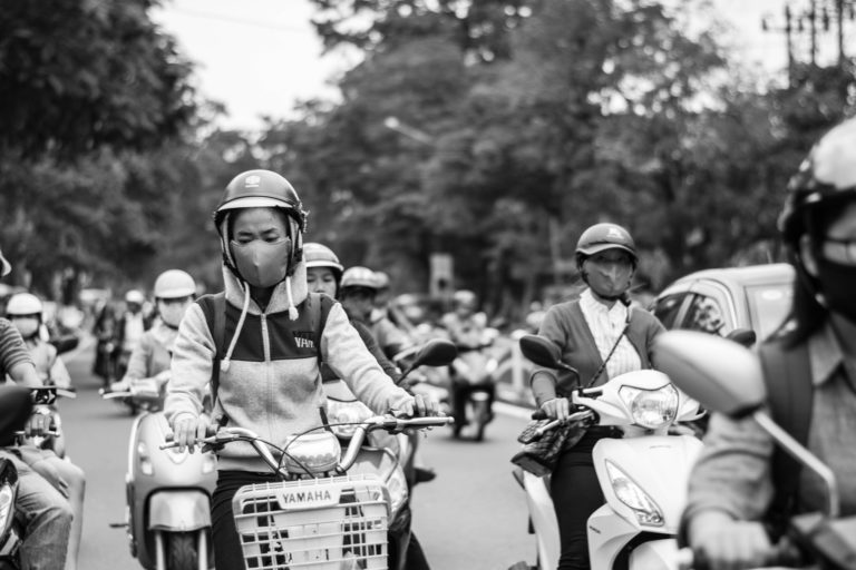 A busy morning on the streets in Vietnam.