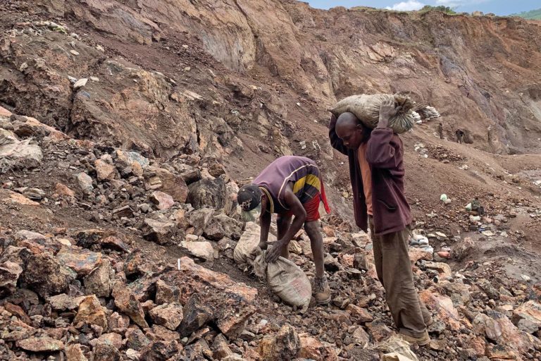 Laborers at a cobalt mine.