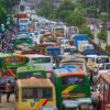 A traffic jam in Dhaka.