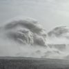 A monster wave at Newhaven, East Sussex, in the UK, during Storm Eunice. Image by StormChaserLiam / Twitter.