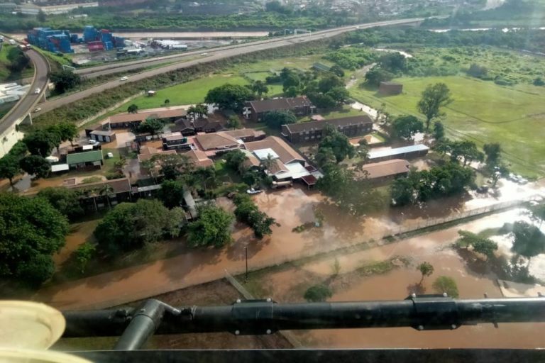 (Banner Image: An aerial view of the flooding at the Air Force Base in Durban. Image courtesy of South African National Defence Force.)