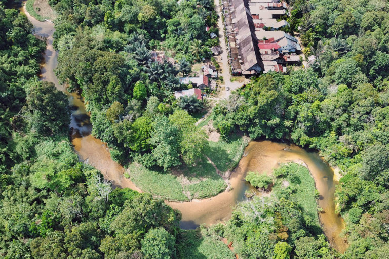 Long-house at Sungai Utik, an Iban community in West Kalimantan that has successfully defended its customary forests against loggers. Photo credit: Rhett A. Butler / mongabay