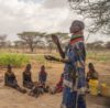 Lokutan Amaler speaks to fellow farmers in Kangirega Village, Turkana County, on 23rd March 2022. Image courtesy of UN Convention to Combat Desertification.