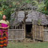 Mirnawati in front of the ancient Semokan Ruak mosque