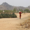 A refugee from Nigeria walks in the Minawao refugee camp.