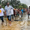 Nnimmo Bassey and the team at the spill site at Eteo community in Ogoni, Rivers State.