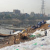 Used polythene waste on the banks of Buriganga River.