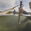 Two researchers pulling seine net through estuarine waters searching for pipefish. Image courtesy of Jason Boswell.