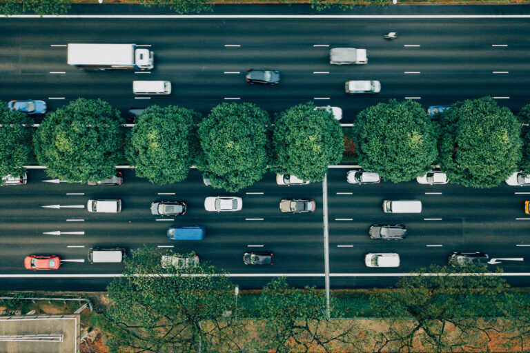 Aerial view of a road.